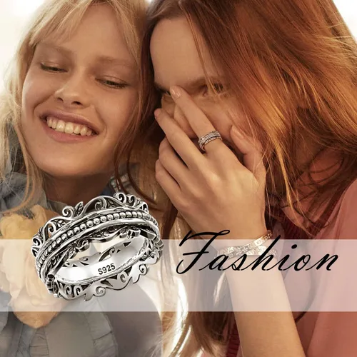 Miniatura 7 de Spinner Ring 925 Sterling Silver Fidget Rings for Anxiety Stress Relieving ADHD Autism Rings Women Men