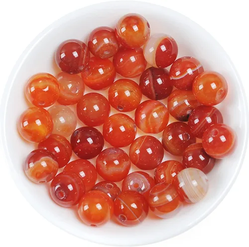 Miniatura 9 de 47 cuentas de cristal natural de 0.315 pulgadas (0.315 in) con rayas de ónix y ágatas, cuentas redondas sueltas para curación de pulseras, collares