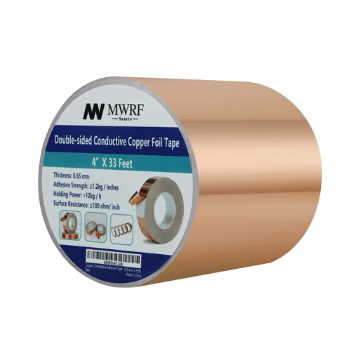 MWRF Source Cinta de lámina de cobre de 4 pulgadas x 33 pies con adhesivo conductivo; blindaje EMI; vidrieras; soldadura; reparación de electrónica,