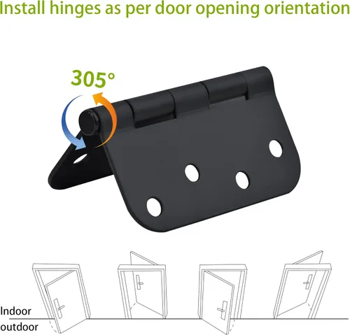 Miniatura 4 de Bisagra para puerta interior de 4 pulgadas, bisagras interiores de 4 pulgadas, color negro mate, bisagras interiores de 4 pulgadas, bisagra de Negro