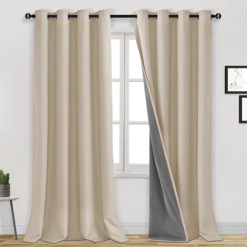 Miniatura 11 de DWCN Cortinas 100% opacas de 63 pulgadas de largo para dormitorio, decoración del hogar, aislamiento térmico, bloqueo de luz, oscurecimiento de Gris