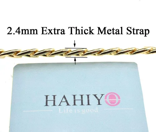 Miniatura 3 de HAHIYO Correa metálica de cadena para bolso de 43.3' de oro para bolso cruzado, bandolera y bolso de mano, cómoda y plana de 0.4' de ancho, extra