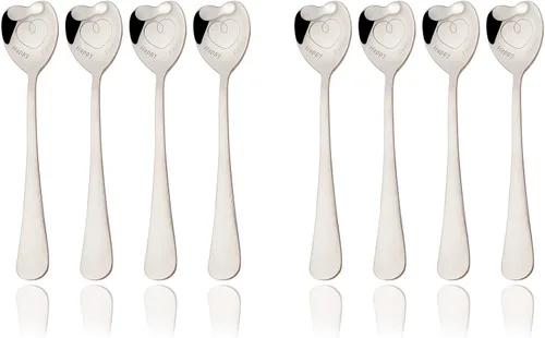 Miniatura 10 de JASHII 8 cucharaditas de acero inoxidable con forma de corazón negro brillante, cucharas de café de postre, cuchara de amor, cuchara mezcladora
