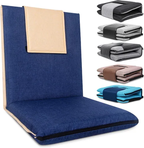Miniatura 9 de Silla de Piso con Soporte para la Espalda, Silla de Piso Ajustable de 14 Posiciones, Asiento Portátil en el Suelo para Adultos y Niños, Asiento