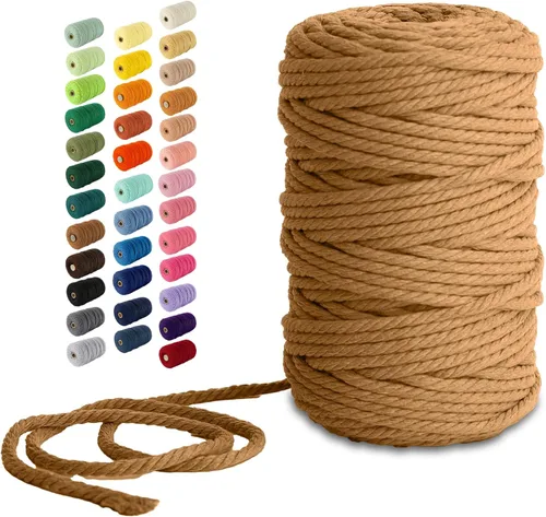 Miniatura 125 de Nook Theory - Cuerda de macramé de 3 mm, 220 yardas de cuerda de algodón, hilo de 4 mm y 5 mm, cuerda para manualidades, perfecta para colgantes