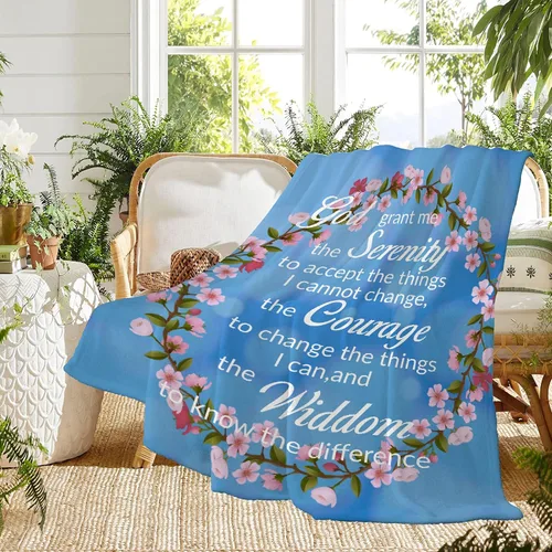 Miniatura 2 de Manta de oración de serenidad, pensamientos inspiradores, manta de flora azul, regalo religioso para mujeres y hombres, mantas de versículo