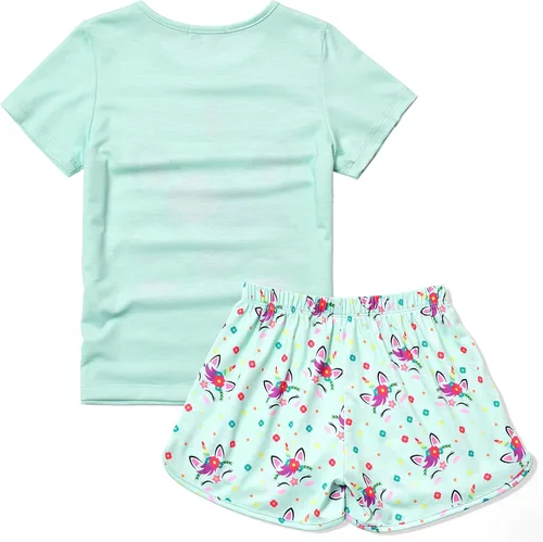Miniatura 2 de QPANCY Pijamas a juego para niñas y muñecas, conjuntos de pijama de unicornio, ropa de dormir de algodón de verano