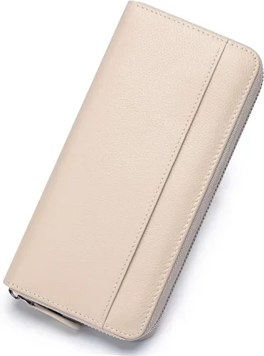 RFID Blocking Womens Zipper Wallet Leather Large Capacity Billfold Clutch Zip Around Wallets for Women