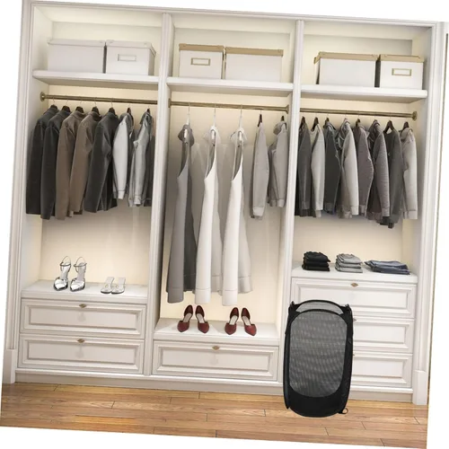 Miniatura 9 de LIFKOME Organizador de sección vertical Cesta de lavandería de acero inoxidable Percha de ropa plegable Estante de almacenamiento Cesta de ropa