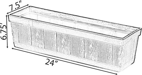 Miniatura 5 de Gardenised QI004121.L - Maceta rectangular de plástico para exteriores e interiores, maceta para plantar verduras o flores, marrón grande