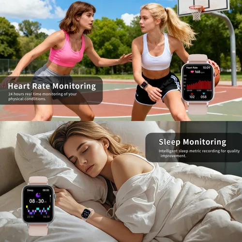 Miniatura 4 de Reloj inteligente para mujer, pantalla táctil HD de 1.85" con función de mensaje y llamada, más de 100 modos deportivos, rastreador de fitness IP68