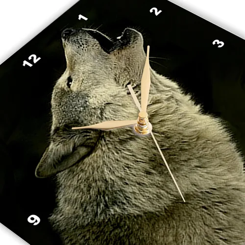 Miniatura 3 de 3dRose DPP_724_1 Reloj de pared de lobo de madera, 10 x 10 pulgadas
