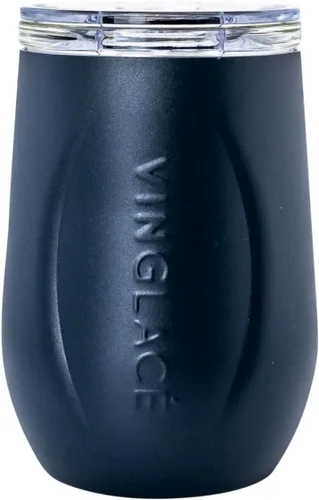 Miniatura 11 de Vinglacé Vaso de vino de acero inoxidable sin tallo - Vaso de vino aislado con inserción de vidrio y tapa para beber, 10 oz, color cobre
