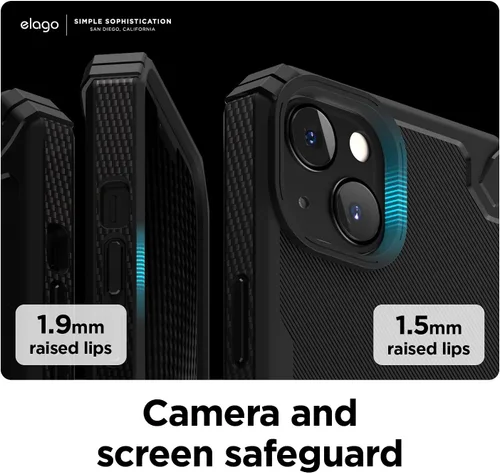 Miniatura 5 de elago Armor - Funda compatible con iPhone 13 de 6.1 pulgadas, funda protectora resistente, textura de fibra de carbono, diseño resistente a prueba