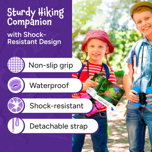 Miniatura 3 de Think Peak - Binoculares rojos de juguete científico para niños de 3 a 12 años – Aventura real compacta al aire libre y STEM Educativo Naturaleza