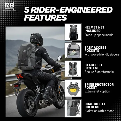 Miniatura 3 de Mochila reflectante para motocicleta – Bolsa EDC de alta visibilidad para motociclistas, desplazamiento nocturno, viaje, equipaje con compartimento