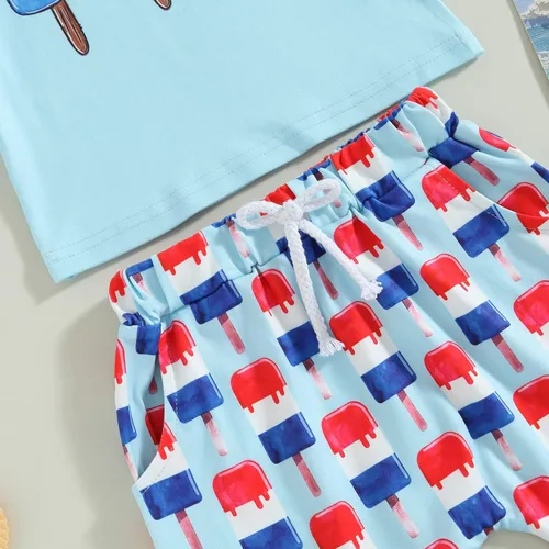 Miniatura 5 de LouVasabuce Conjunto de ropa de verano para el 4 de julio, camiseta de manga corta, casual, pantalones cortos de EE. UU