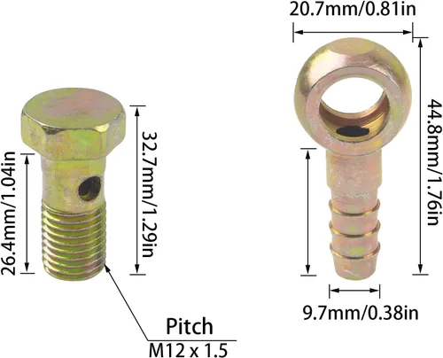 Miniatura 2 de 2 juegos de accesorios de tornillo de púas para manguera de banjo M12, tornillo de banjo, arandela aplastante, kit para automóvil y motocicleta