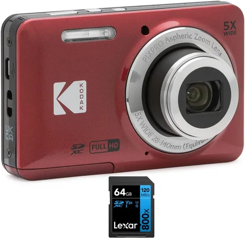 Miniatura 10 de Kodak FZ55BL PIXPRO - Cámara digital azul con tarjeta de memoria Lexar 64GB de alto rendimiento 800x UHS-I SDHC serie azul