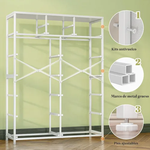 Miniatura 8 de EnHomee Cómodas blancas para dormitorio con 14 cajones de almacenamiento, cómodas y organizador de cajones de almacenamiento, marco de metal Blanco