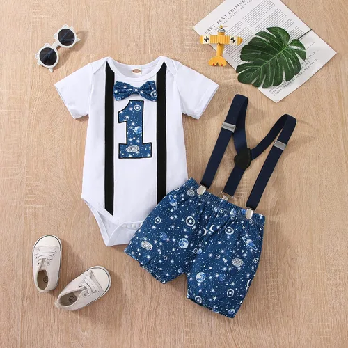 Miniatura 3 de vivifayee Conjunto de pantalones y tirantes para bebé niño de un primer cumpleaños
