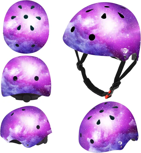 Miniatura 2 de Casco de bicicleta ajustable con gradiente de color para niños pequeños de 3-5-8-14+ años, niñas y niños. Casco para monopatín y bicicleta
