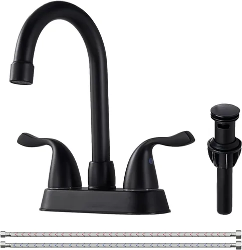 Miniatura 10 de Hotis HT-BF100 - Grifo de lavabo de níquel cepillado, grifo de baño alto de acero inoxidable con boquilla giratoria de 360°, grifos de baño de 1