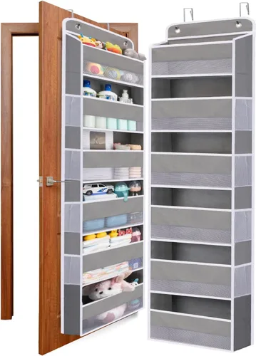 Miniatura 10 de WishJazz Organizador de alta calidad sobre la puerta, 6 bolsillos grandes, 150D extra grueso, organizador colgante de 50 libras, organizador de Negro