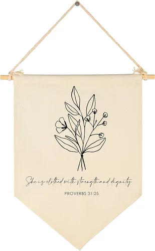Miniatura 8 de FYSIA Versículo bíblico de las Escrituras para guardería, decoración botánica cristiana, banderín colgante, banderín, bandera de pared, decoración
