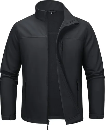 Miniatura 10 de MAGCOMSEN Chaqueta ligera Softshell para hombre, con forro polar, impermeable, cortavientos, para senderismo al aire libre