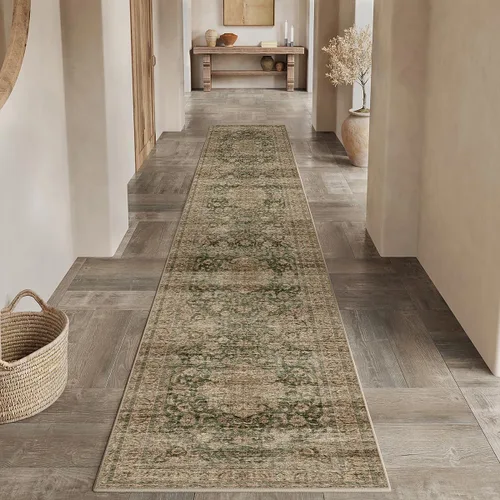 Miniatura 56 de Alfombra de área marrón lavable de 2 x 3 pies, alfombra vintage para entrada y cocina, antideslizante, suave, de pelo bajo desgastado, alfombra