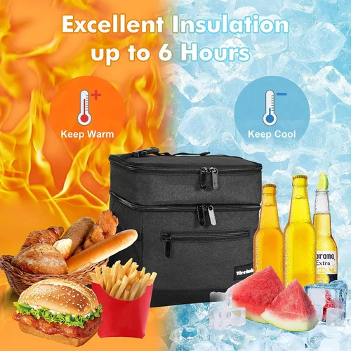 Miniatura 5 de Tirrinia Lonchera aislada para hombres/mujeres, bolsa de almuerzo a prueba de fugas para escuela y trabajo, bolsa de almuerzo grande para niños