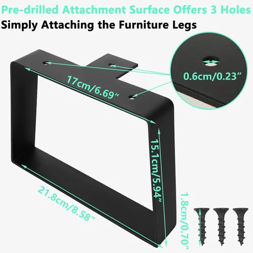 Miniatura 2 de WOPPLXY 2 patas de mesa de metal de 6 pulgadas, patas negras para muebles, patas de mesa trapezoidales, patas de banco de metal para armarios de TV