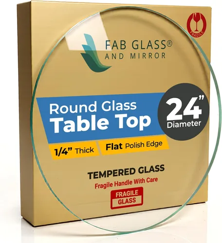 Miniatura 24 de Fab Glass - Mesa redonda de cristal de 48 in, grosor de 3/4 in, cristal pulido plano templado, Vidrio, Transparente