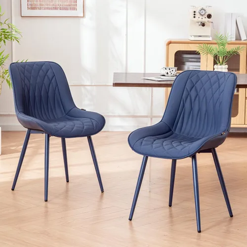 Miniatura 10 de Juego de 2 sillas de comedor YOUNIKE con respaldo alto, sillas de cocina y comedor estilo de mediados de siglo, tapizadas en cuero sintético, silla