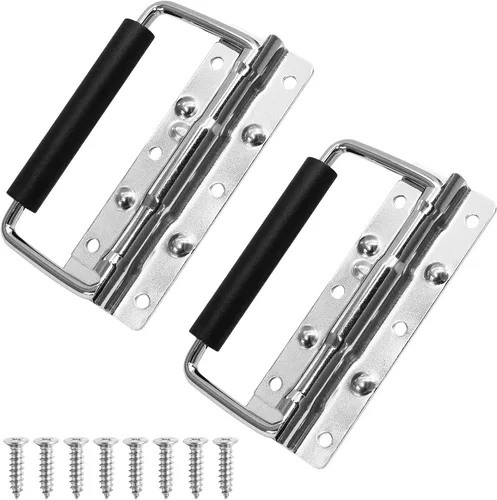 Miniatura 7 de Litoexpe 2 asas con resorte de 4.3 pulgadas, mango negro resistente, mango de pecho de acero inoxidable con agarre de goma, asas plegables