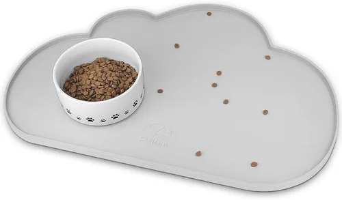 Miniatura 13 de Ptlom - Alfombrilla de silicona para alimentación de mascotas para perros y gatos, alfombrilla para comedero con bordes altos, antideslizante, Beige