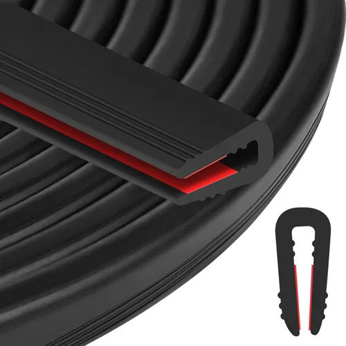 Miniatura 15 de ToLanbbt Canal en U de borde de goma, protector de borde de chapa autoadhesiva de 1/2 pulgada, tira de sellado EPDM para puertas de automóvil