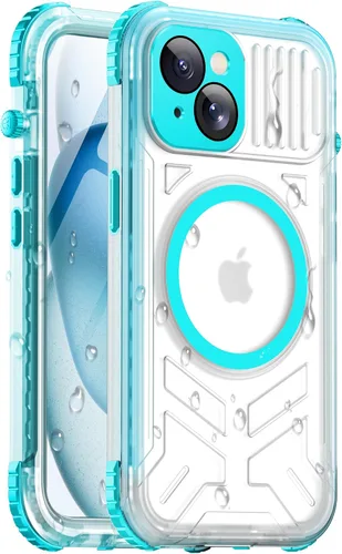 Miniatura 43 de Funda impermeable para iPhone 15 con Magsafe, protector de pantalla, cordón, IP68 militar de cuerpo completo a prueba de golpes, para deportes