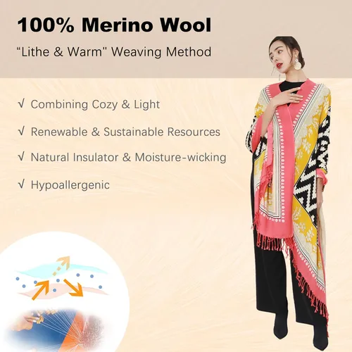 Miniatura 237 de DANA XU Manta de pashmina extragrande 100% de lana merina, bufanda de viaje, bufanda de cachemira para mujer, otoño e invierno, chal de gran