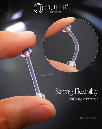 Miniatura 5 de OUFER 3 piezas de joyería de hélice de plástico, retenedor de piercing de labios transparente para cirugía, lindos anillos de labios