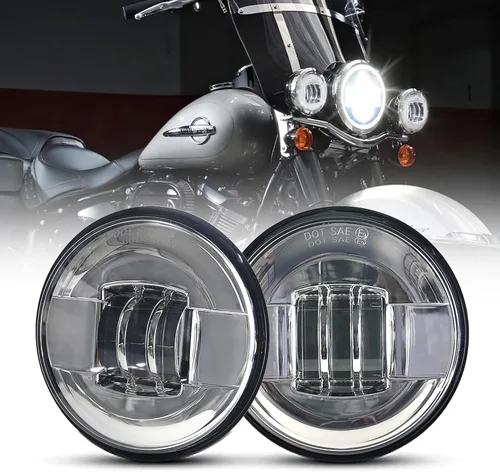 Miniatura 8 de Luces de cruce para motocicleta LED, luz antiniebla de 11.4 cm, proyector de luz auxiliar, lámpara de conducción para Road King Electra Glide Negro