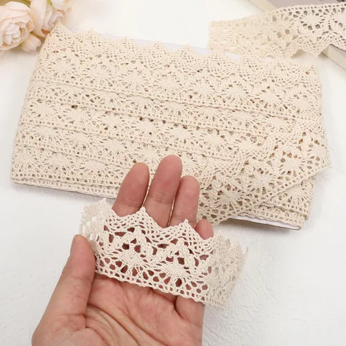 Miniatura 3 de Cinta de encaje beige vintage con ribete de encaje de ganchillo de 10 yardas, cinta de coser para manualidades, paquete de regalo, envoltura