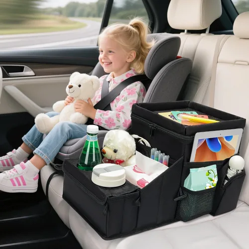 Miniatura 4 de Organizador de automóvil para niños, organizador de asiento trasero para niños y organizador de asiento de pasajero para adultos, enfriador y Negro