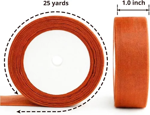 Miniatura 2 de Organza Ribbon Sheer Ribbon, 1" x 125 Yd 5 Rolls Fall for Gift Wrapping, Bouquet, Wedding, Party Decoration, Autumn