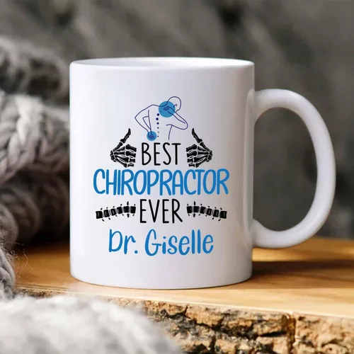 Miniatura 4 de Taza de té blanca personalizada con nombre quiropráctico de 11 onzas, 15 onzas, taza de café quiropráctico personalizada, taza de café quiropráctica