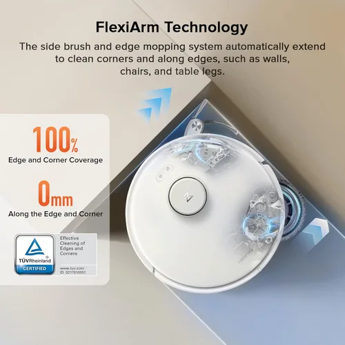 Miniatura 5 de roborock Qrevo Curv S5X Robot Aspirador y trapeador, succión de 18500 Pa, diseño sin enredos, cepillo lateral FlexiArm, evita obstáculos