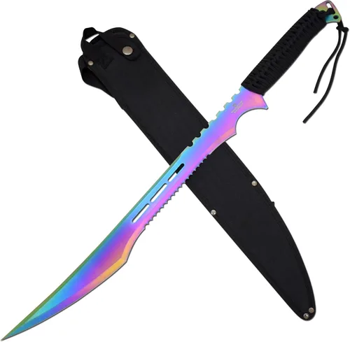Miniatura 21 de Snake Eye Tactical - Espada de fantasía con funda de nailón, machete para exteriores y camping Plateado negro