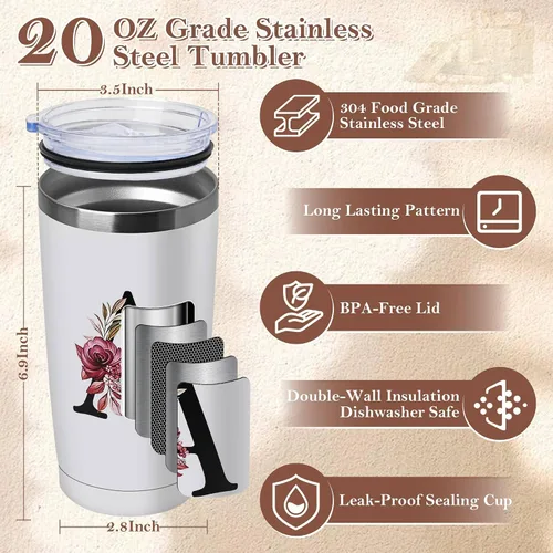 Miniatura 3 de Taza de café aislada de 20 onzas con tapa de acero inoxidable a prueba de derrames y fugas, pesada, grande, reutilizable, térmica, para viajes