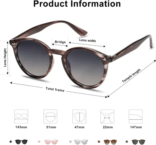 Miniatura 4 de SOJOS Retro Round Polarized Sunglasses for Women Men Classic Vintage Sunnies SJ2069